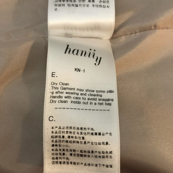 Hanii Y Wool Designer Double Breasted Pea Trench Coat Tan 42 L - Picture 11 of 11